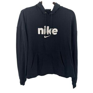 Nike Womens Black Varsity Cropped Hoodie Size XL
